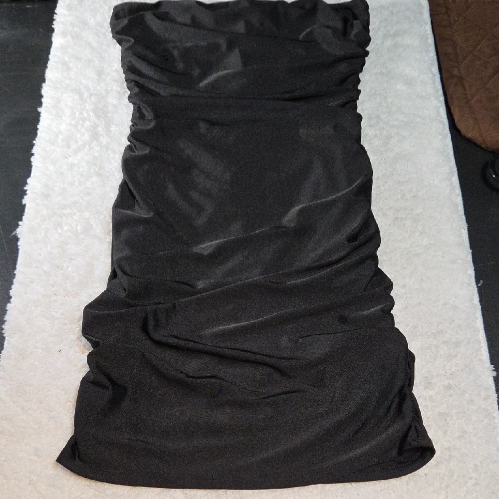 Windsor Strapless Black Ruched Bodycon Dress